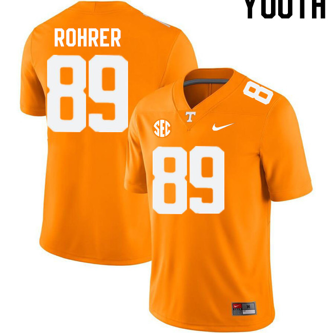 Youth #89 Titus Rohrer Tennessee Volunteers College Football Jerseys Stitched-Orange